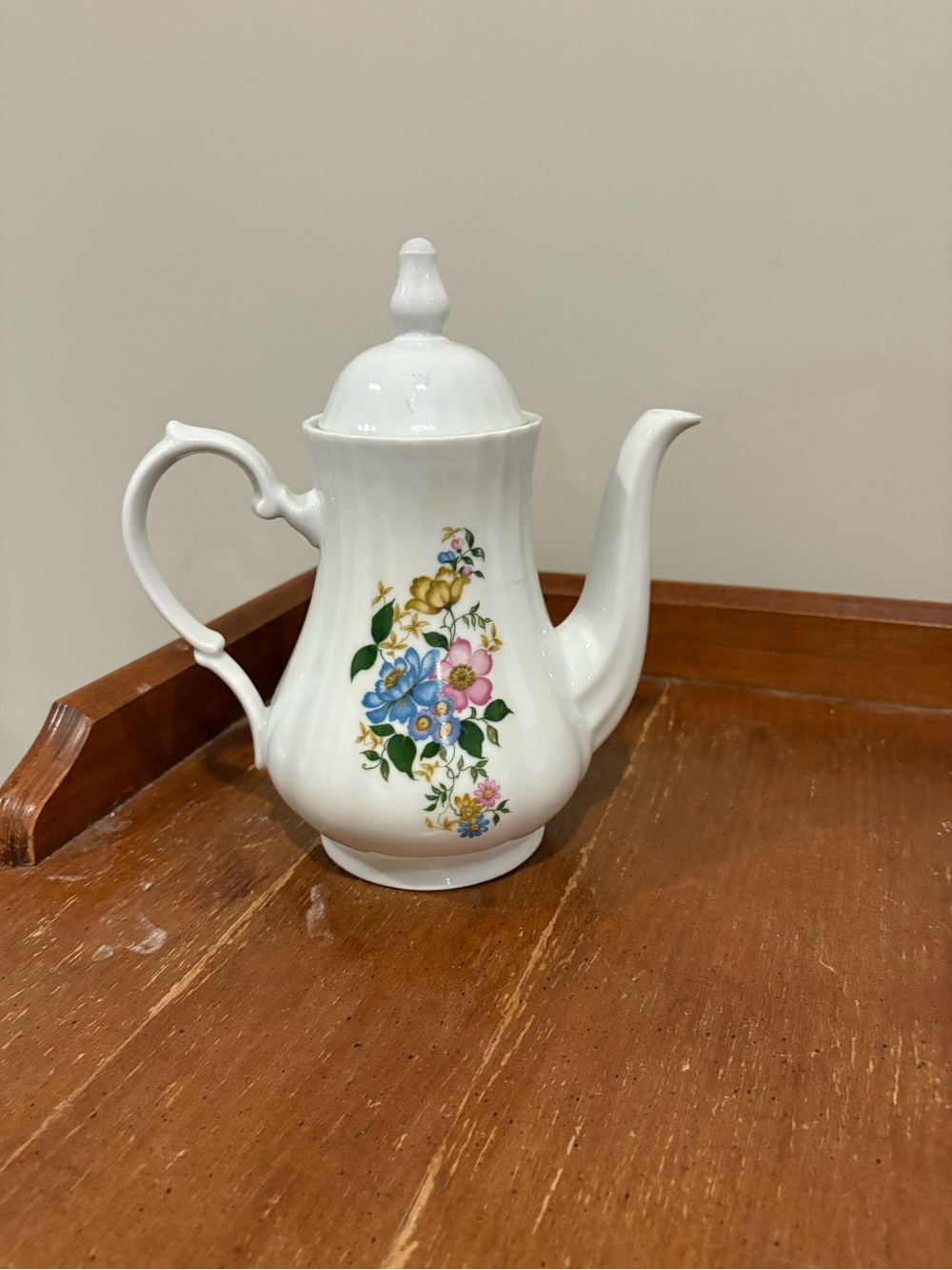 Vintage Kronester Bavaria Porcelain Coffee Pot - German Wildflower Floral Teapot
